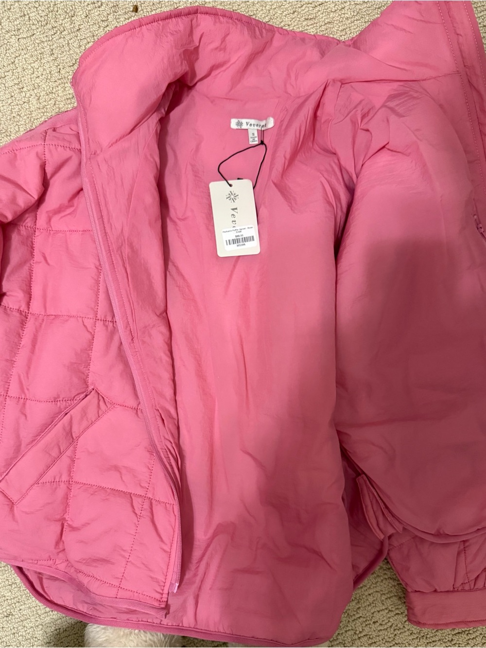 NWT Veveret Packable Puffer Jacket - Rose